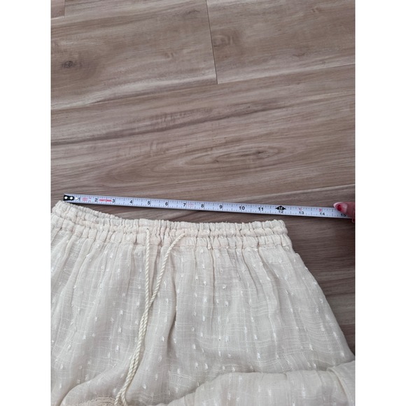 Mira Boutique Ivory Cotton Lace Tiered Boho Maxi Skirt chic Tassel Drawstring a3 - Picture 5 of 6